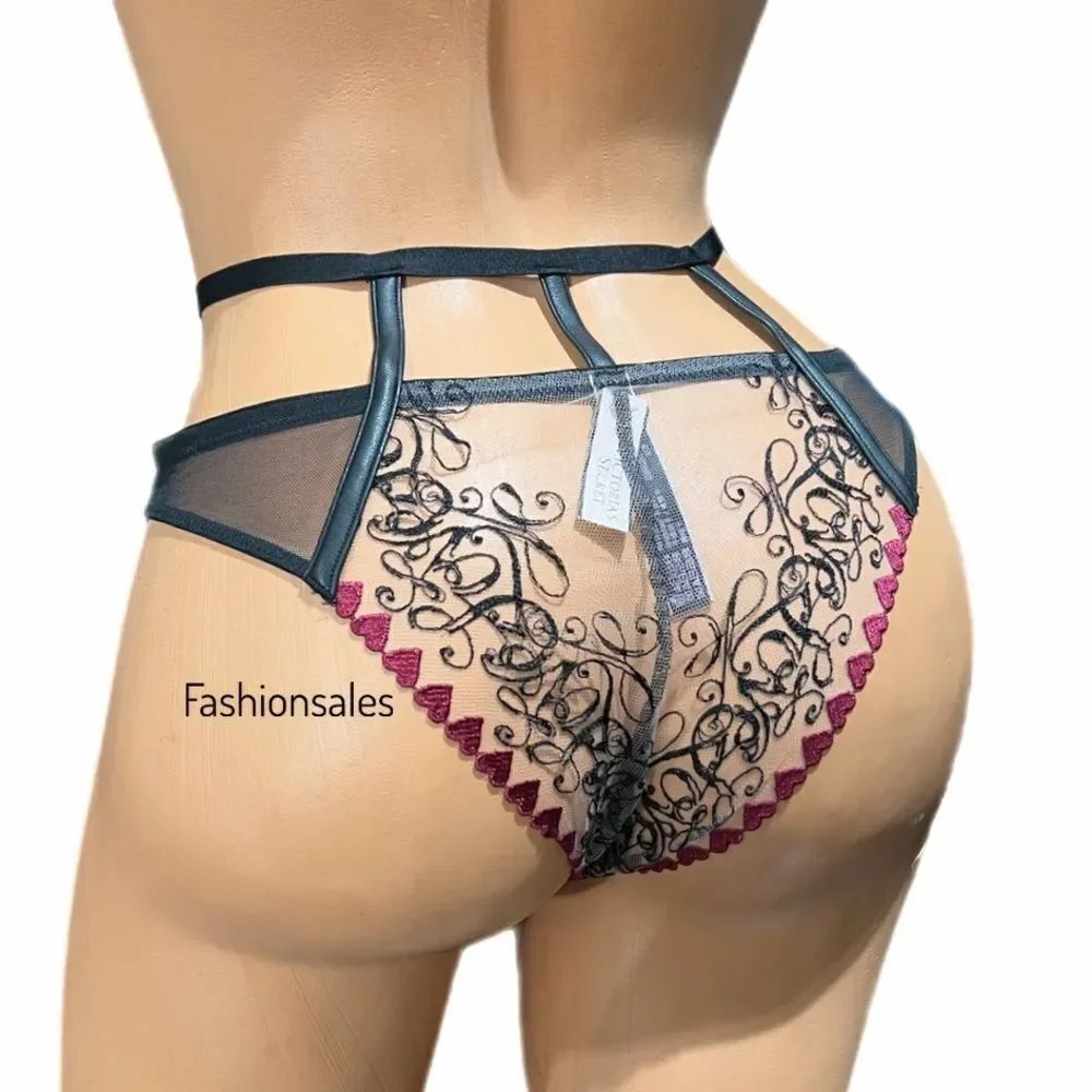 Victoria’s Secret Very Sexy heart embroidered Mesh strappy panty Medium